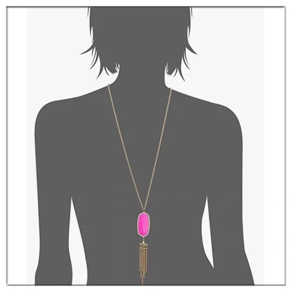 Kendra Scott Rayne Long Pendant Necklace In Magenta NWT - Picture 3 of 4